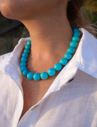 Turquoise Beaded Necklace, strung by hand