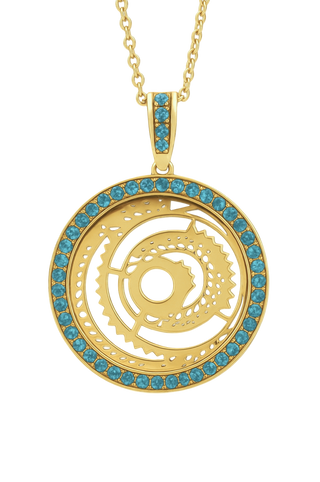 Blue Tourmaline Rising Sun Pendant
