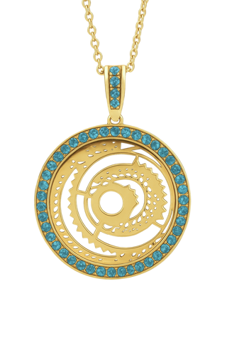 Blue Tourmaline Rising Sun Pendant