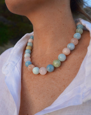 Cotton Candy Malachite Beaded Necklace
