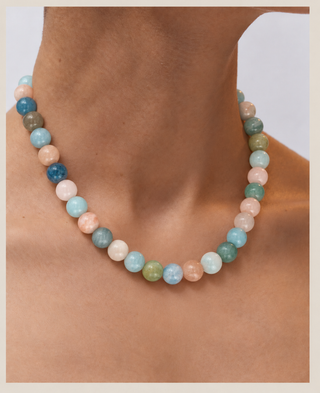 Cotton Candy Malachite Beaded Necklace, strung by hand