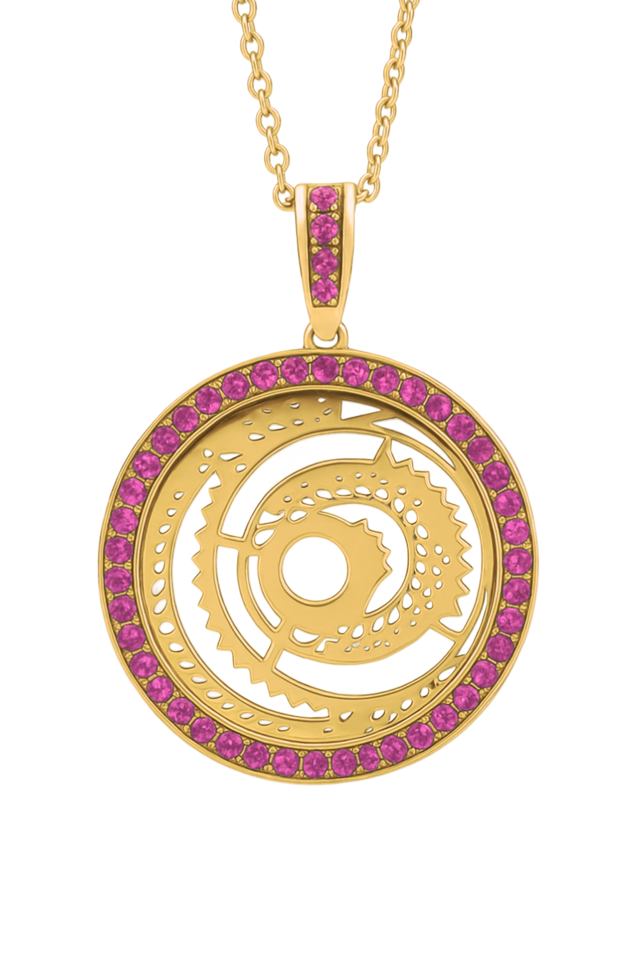Red Tourmaline Rising Sun Pendant