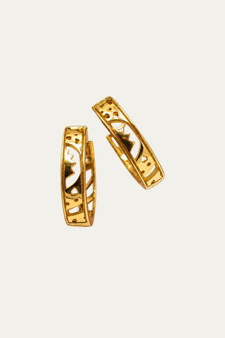 Rising Sun Huggies in 18k gold