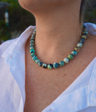 Variscite Beaded Necklace, strung by hand